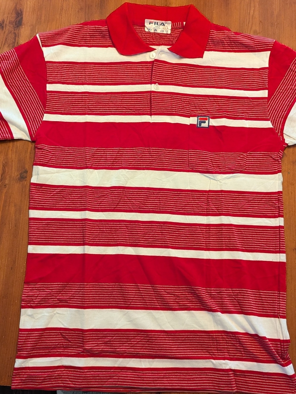 VTG Fila Italy Stripped Polo T Shirt Large
